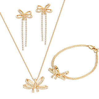 Dazzling Bow pierced earrings