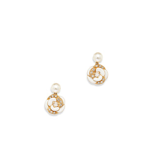 Blanc Camellia pierced earrings
