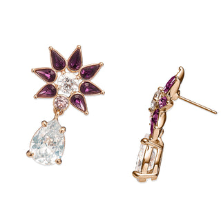 Crystal Flower pierced earrings