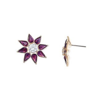 Crystal Flower pierced earrings