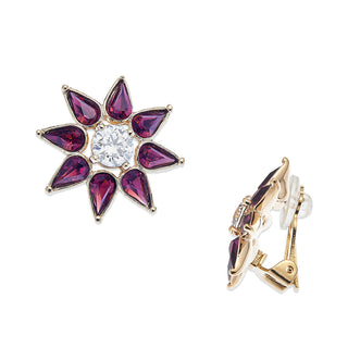 Crystal Flower clip earrings
