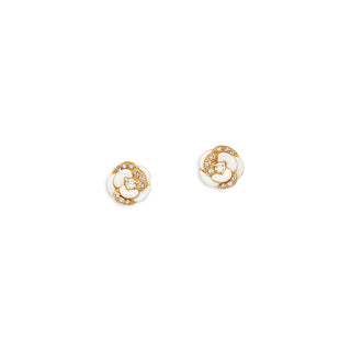 Blanc Camellia pierced earrings